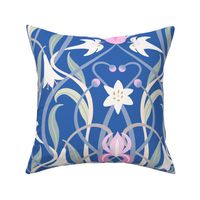 Art Nouveau lilies XL 24 inch blue pink by Pippa Shaw