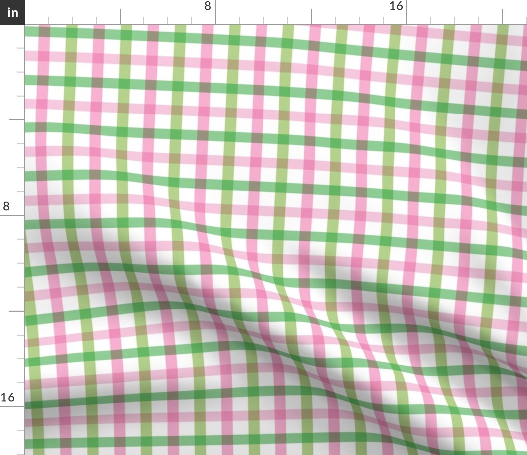 6" Bright Pink and Green Gingham