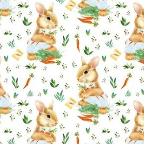 4" Spring Boy Bunny and Carrots 