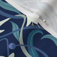 Art Nouveau lilies 12 inch midnight blue by Pippa Shaw