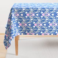 Art Nouveau lilies 12 inch blue pink by Pippa Shaw