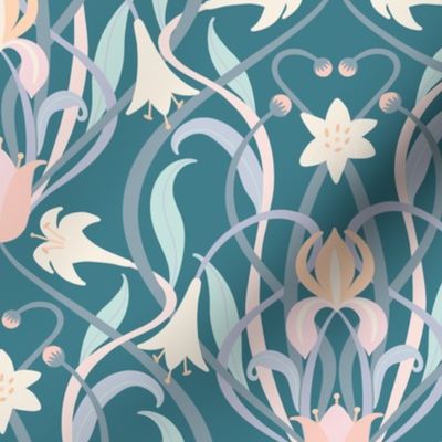 Art Nouveau lilies 12 inch steel by Pippa Shaw