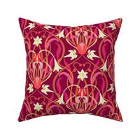 Art Nouveau lilies 12 inch burgundy by Pippa Shaw