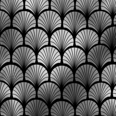 Fan Palms in Black and Silver Vintage Faux Foil Art Deco Vintage Foil Pattern