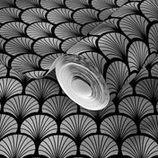 Fan Palms in Black and Silver Vintage Faux Foil Art Deco Vintage Foil Pattern