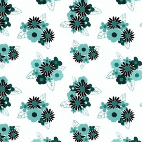 Floral Burst // Teal & Black