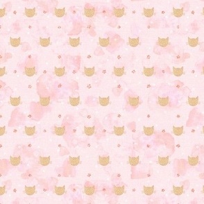 (SMALL) Glitter Kitsch Cats on light Watercolor pink background