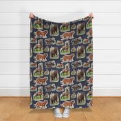 Vintage Woodland Wildlife Animals Kitschy Barkcloth