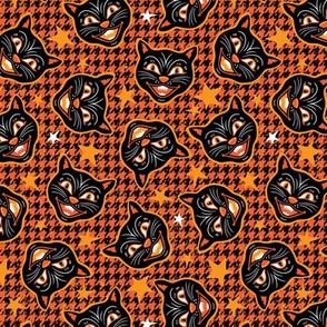 Halloween Cats Houndstooth Mini Textured