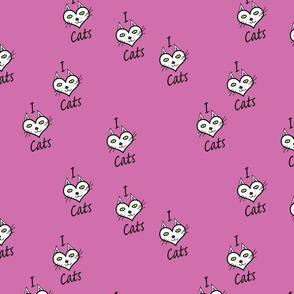 I Heart Cats Random Repeat on Pink