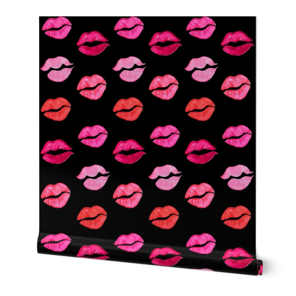 valentines lipstick kisses on black