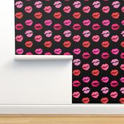 valentines lipstick kisses on black