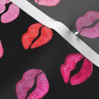valentines lipstick kisses on black