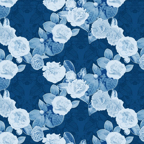 Camellia Trellis  Classic Blue  Halftone  Dots