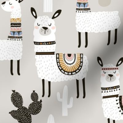 Llamas in Desert ~ Gray