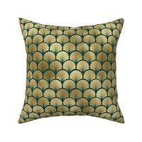 Teal and Faux Gold Foil Vintage Art Deco Fan Palms Pattern