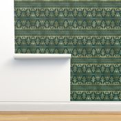 Teal and Faux Gold Vintage Foil Art Deco Egg and Dart Frieze Pattern