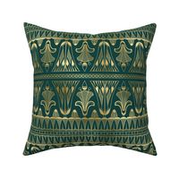 Teal and Faux Gold Vintage Foil Art Deco Egg and Dart Frieze Pattern