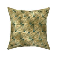 Teal and Faux Gold Vintage Foil Art Deco Lined Diamond Pattern