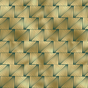 Teal and Faux Gold Vintage Foil Art Deco Lined Diamond Pattern