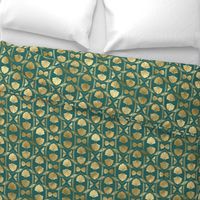 Teal and Faux Gold Vintage Foil Art Deco Scallop Shell Pattern