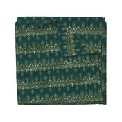 Teal and Faux Gold Foil Vintage Art Deco Damask Border Pattern