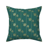 Teal and Faux Gold Vintage Foil Art Deco Floral Pattern