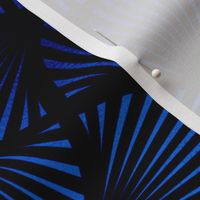 Vintage Faux Foil Palm Fans in Classic Blue and Black Art Deco Neo Classical Pattern