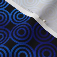 Circle Rings in Black and Classic Blue Vintage Faux Foil Art Deco Vintage Foil Pattern