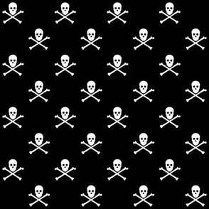 One Inch Skull and Crossbones on Black