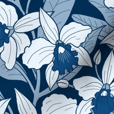 Moody tropical Orchid-classic Blue