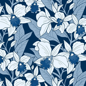 Moody tropical Orchid-classic Blue