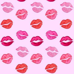 valentines lipstick kisses on pink