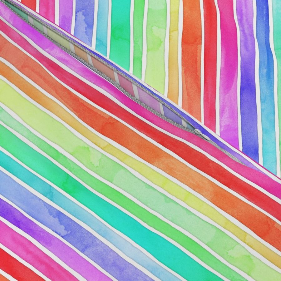 Ever So Bright Rainbow Stripes in watercolor on white