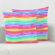 Ever So Bright Rainbow Stripes in watercolor on white