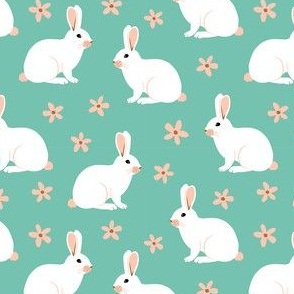 Rabbits on teal