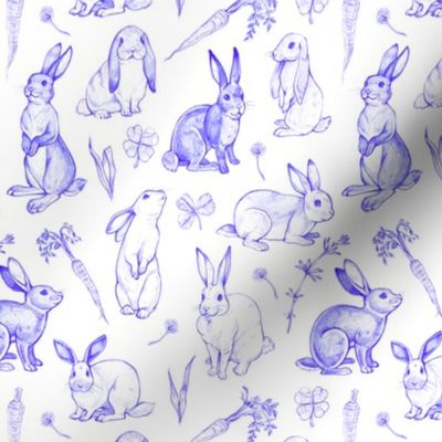  Rabbit Sketches in Blue