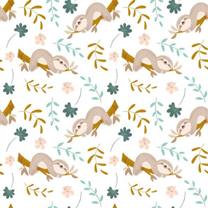 Cute Sloth, Animals Children's Babies Wallpaper or Cloths Gender Neutral and White background