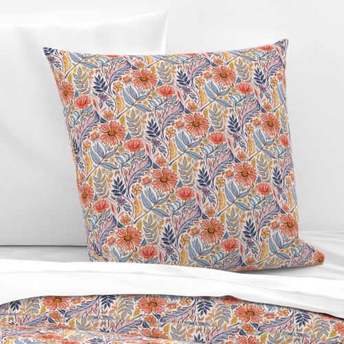 Coral, Pink and Blue Art Nouveau Floral small