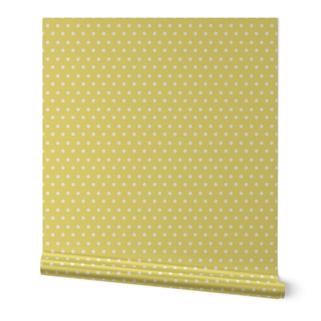 6" Yellow and White Polka Dots