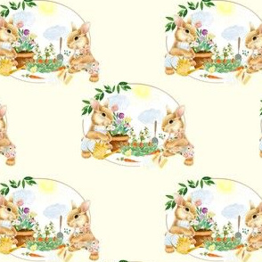 4" Spring Garden Bunnies Ivory