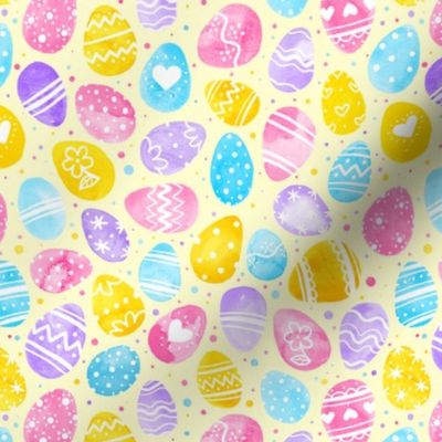  Watercolor Easter Eggs on Yellow