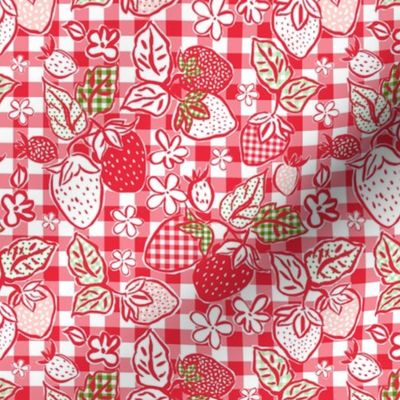6" Gingham Strawberries in Red