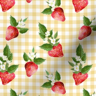 6" Strawberries with Yellow Gingham