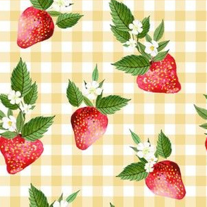 6" Strawberries with Yellow Gingham