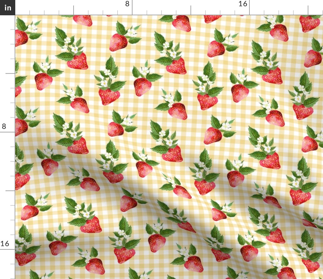 6" Strawberries with Yellow Gingham