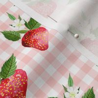 6" Strawberries Pink Gingham