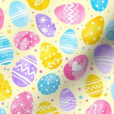  Watercolor Easter Eggs on Yellow 2X