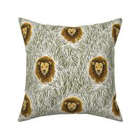 Lion Boho Safari olive green leaves Medium 