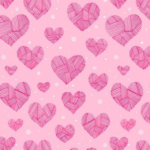 Crosshatch Hearts on Pink